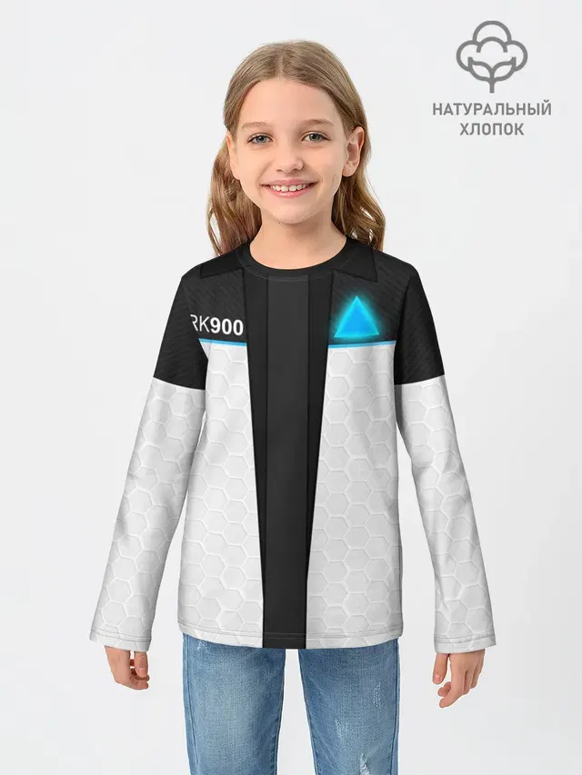 Детский лонгслив с принтом «Rk900 Rk-900 RK 900 — RK 900 CONNOR — РК 900 КОННОР»