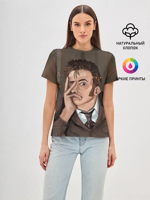 Женская базовая футболка с принтом «10Th Doctor WHO»
