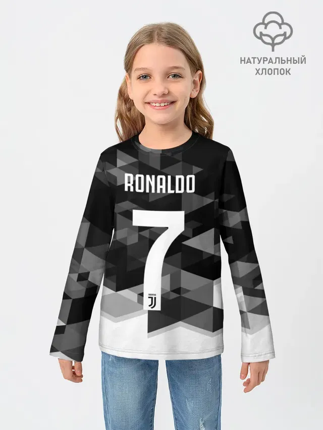 Детский лонгслив с принтом «Ювентус — RONALDO JUVE SPORT»