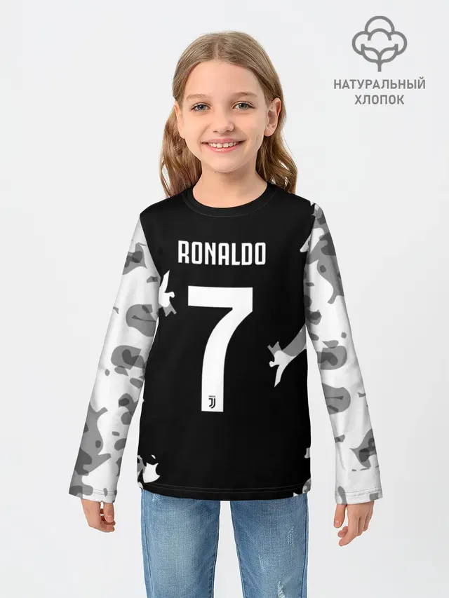 Детский лонгслив с принтом «Ювентус — RONALDO JUVE SPORT»