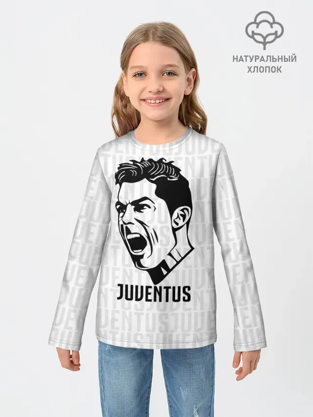 Детский лонгслив с принтом «Ювентус — RONALDO JUVE SPORT»