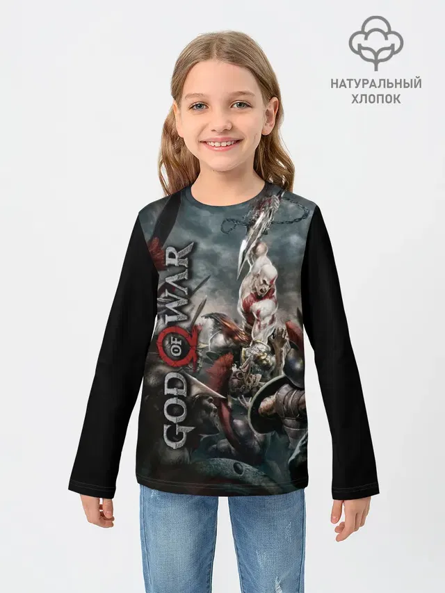 Детский лонгслив с принтом «God of war»