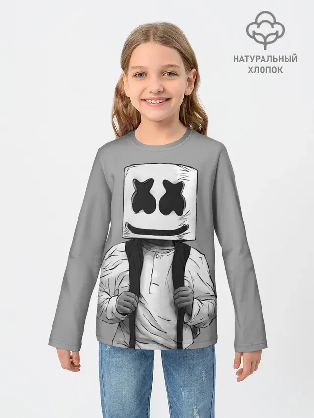 Детский лонгслив с принтом «Marshmello — Electronic music»