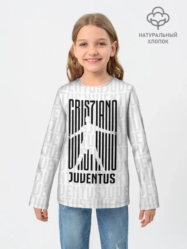 Детский лонгслив с принтом «Криштиану Роналду — RONALDO JUVE SPORT»