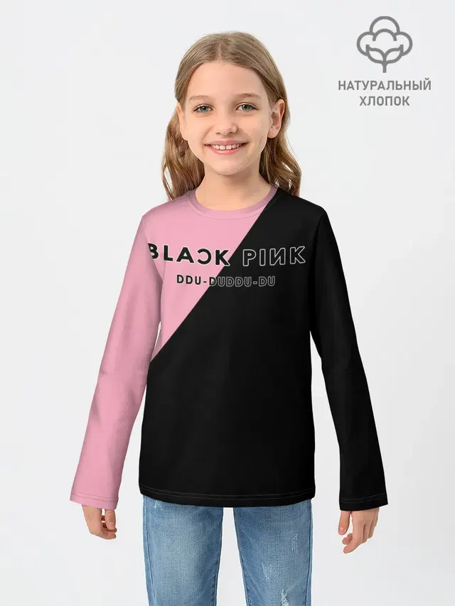 Детский лонгслив с принтом «BlackPink — DDU-DU DDU-DU BlackPink»