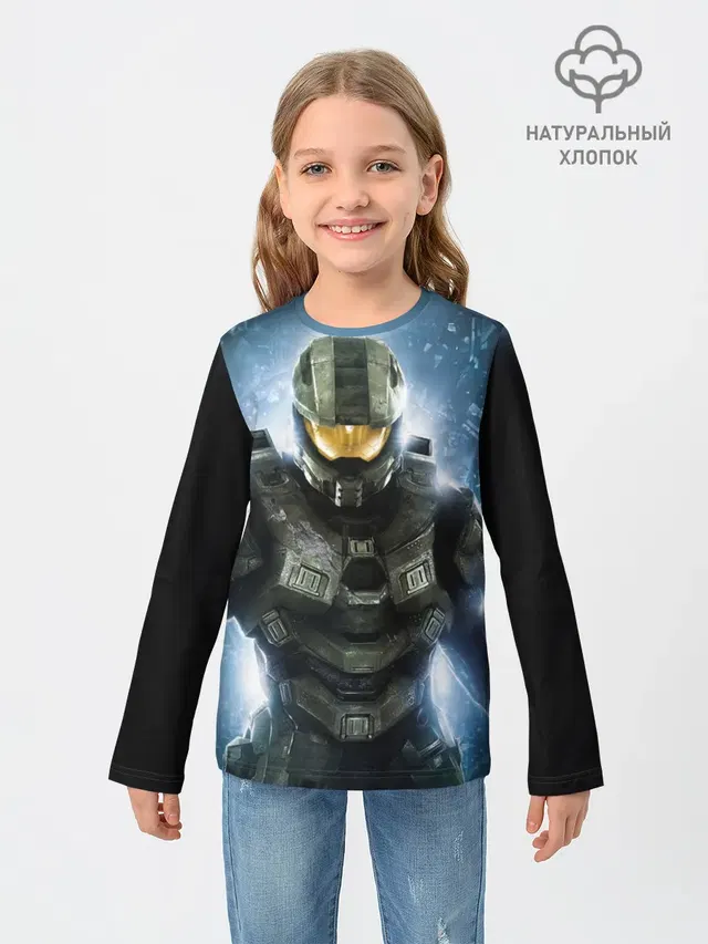 Детский лонгслив с принтом «Master Chief»