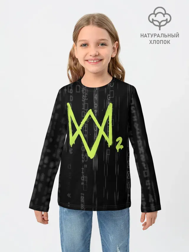 Детский лонгслив с принтом «WD2»