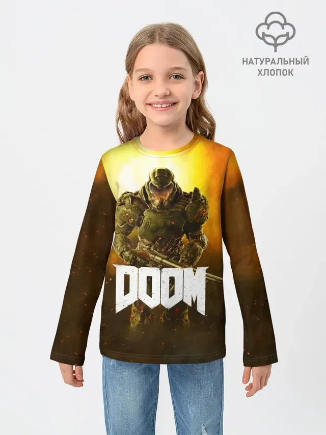 Детский лонгслив с принтом «Дум — DOOM 2016»