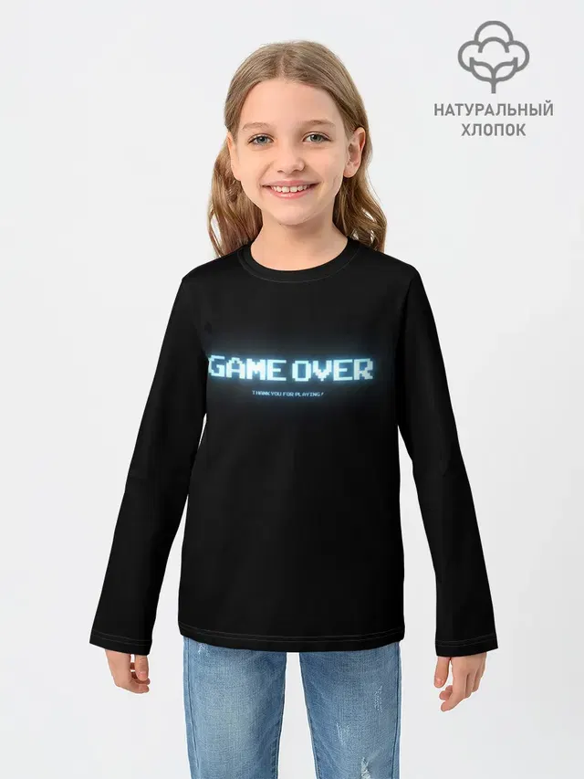 Детский лонгслив с принтом «Retro Games — Game Over»