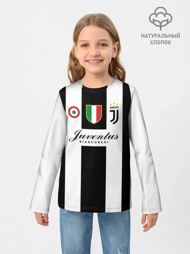 Детский лонгслив с принтом «Ювентус — JUVENTUS BIANCONERI»