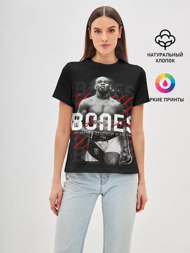 Женская базовая футболка с принтом «MMA — Bones Jones»