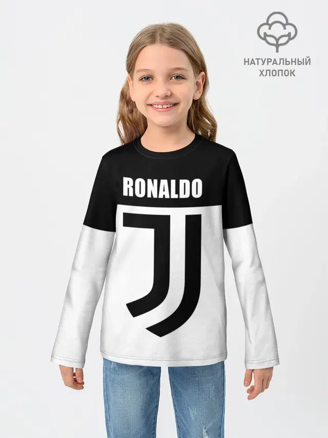 Детский лонгслив с принтом «Ювентус — Ronaldo Juventus»