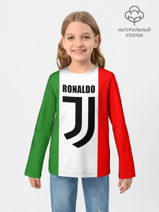 Детский лонгслив с принтом «Ювентус — Ronaldo Juventus Italy»