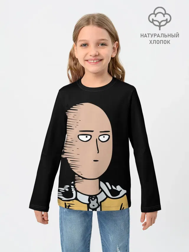 Детский лонгслив с принтом «Ванпанчмен — One-Punch Man Ванпачмен»