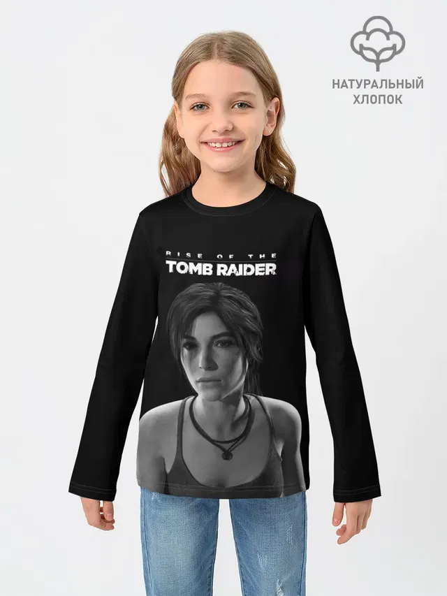 Детский лонгслив с принтом «Lara Croft — Rise if The Tomb Raider»