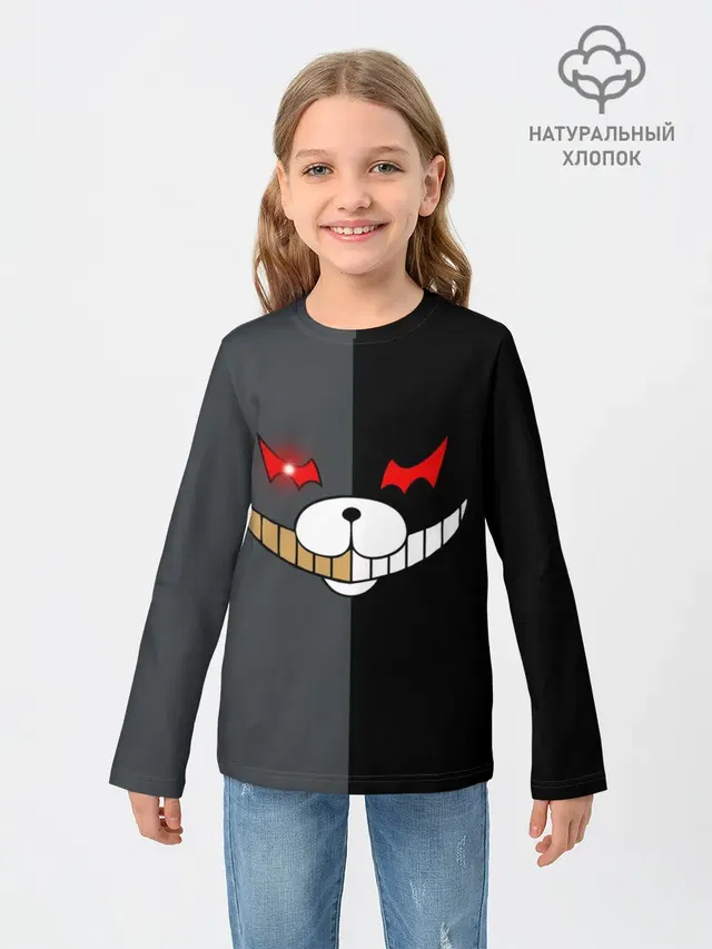 Детский лонгслив с принтом «KUROKUMA x MONOKUMA»