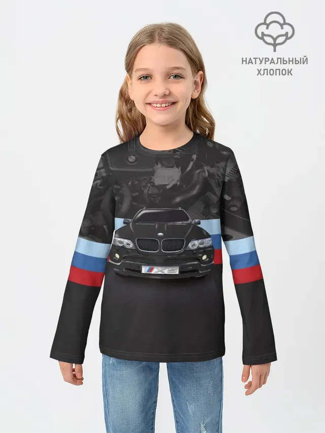 Детский лонгслив с принтом «BMW — BMW X5»