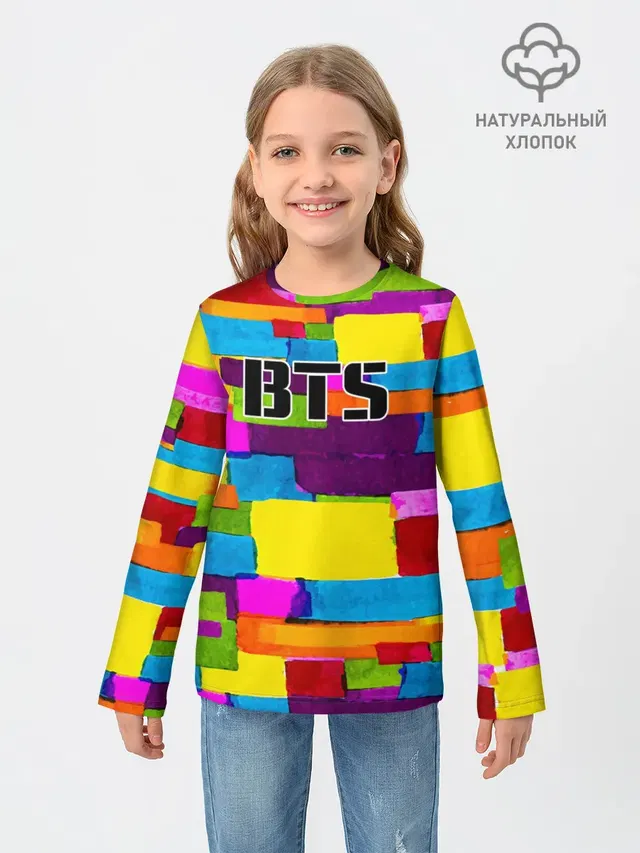 Детский лонгслив с принтом «BTS»