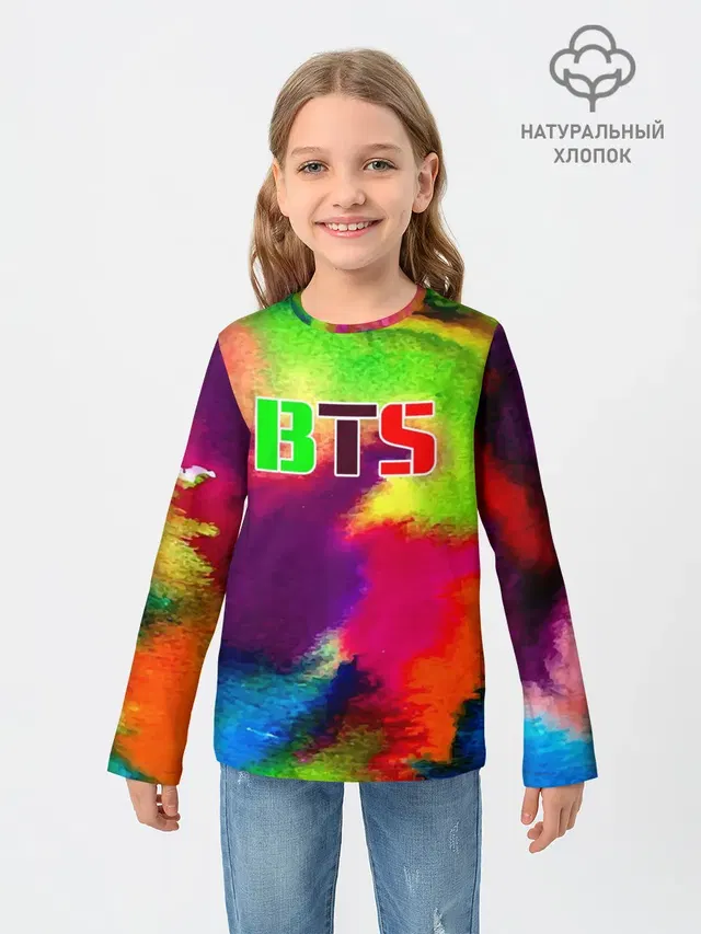 Детский лонгслив с принтом «BTS»