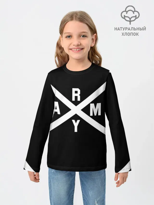 Детский лонгслив с принтом «BTS — BTS ARMY»