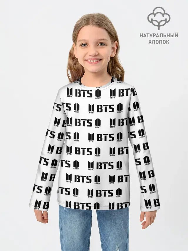 Детский лонгслив с принтом «BTS»