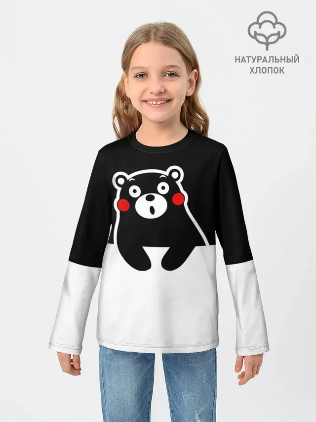 Детский лонгслив с принтом «Кумамон — Kumamon повис»