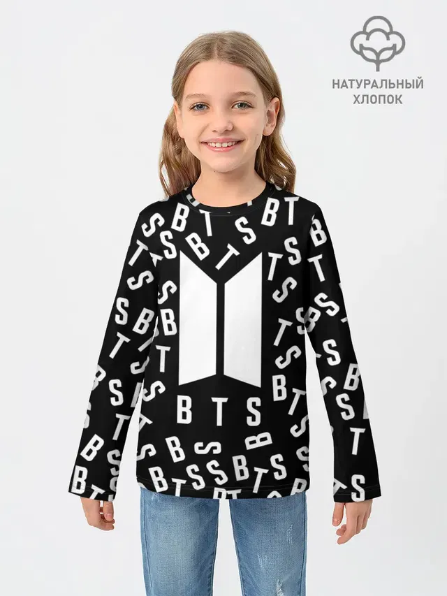 Детский лонгслив с принтом «BTS»