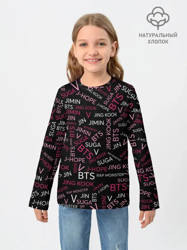 Детский лонгслив с принтом «BTS»