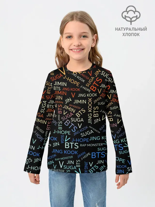 Детский лонгслив с принтом «BTS»