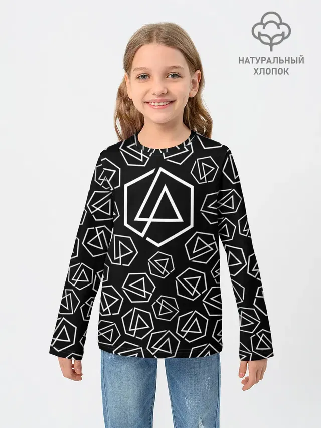 Детский лонгслив с принтом «Linkin Park Pattern»