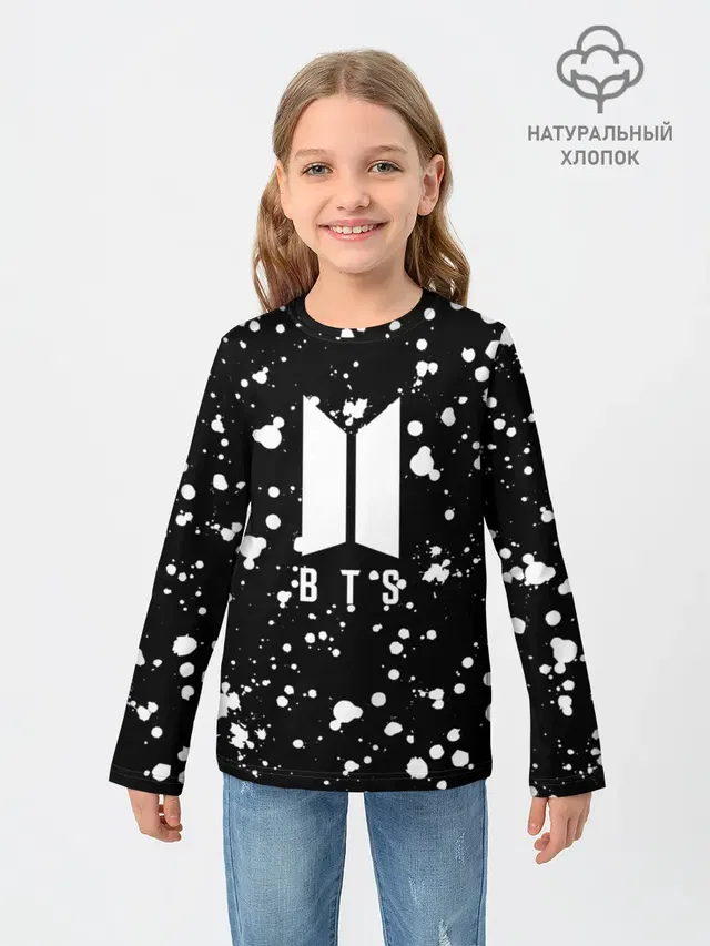 Детский лонгслив с принтом «BTS»