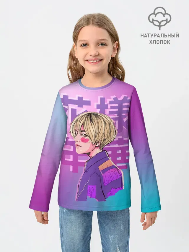 Детский лонгслив с принтом «BTS — Taehyung BTS»