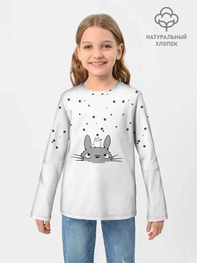 Детский лонгслив с принтом «Totoro The Rain»