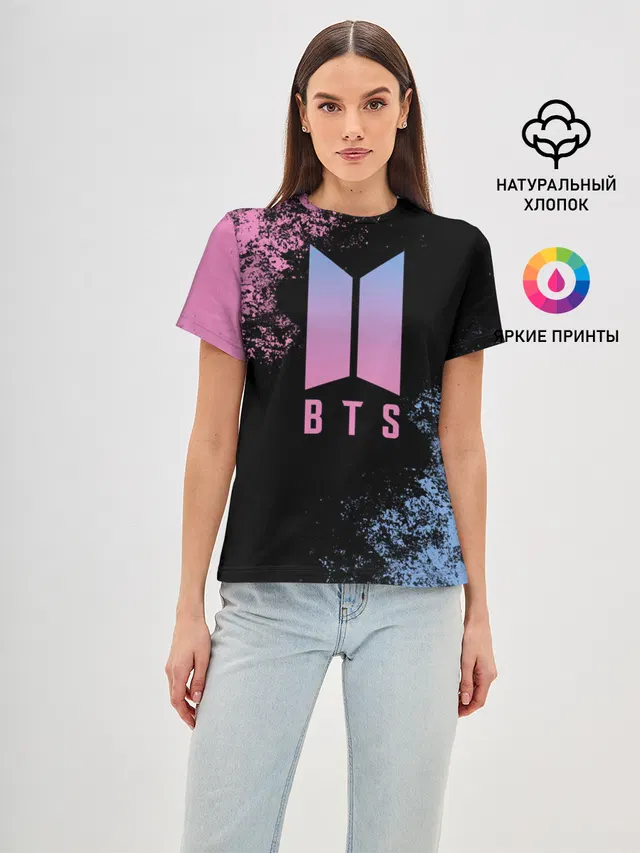 Женская базовая футболка с принтом «BTS — BTS SUGA»