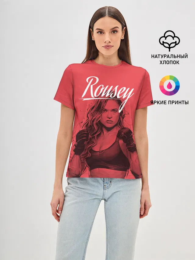 Женская базовая футболка с принтом «MMA — Ronda Rousey»