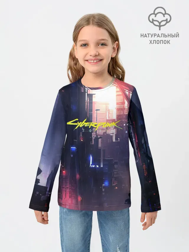 Детский лонгслив с принтом «Cyberpunk 2077»
