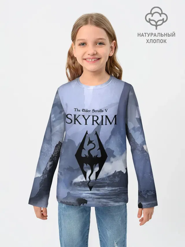 Детский лонгслив с принтом «The Elder Scrolls — THE ELDER SCROLLS 5 SKYRIM»