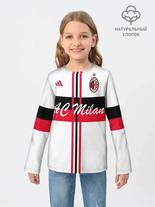 Детский лонгслив с принтом «Милан — AC Milan»