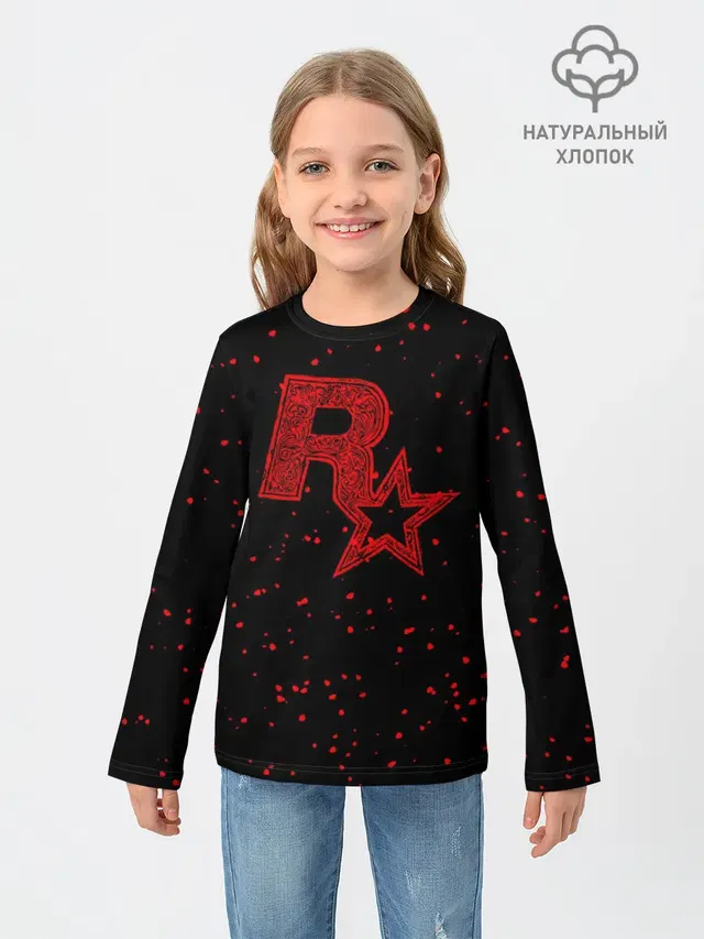 Детский лонгслив с принтом «Rockstar»