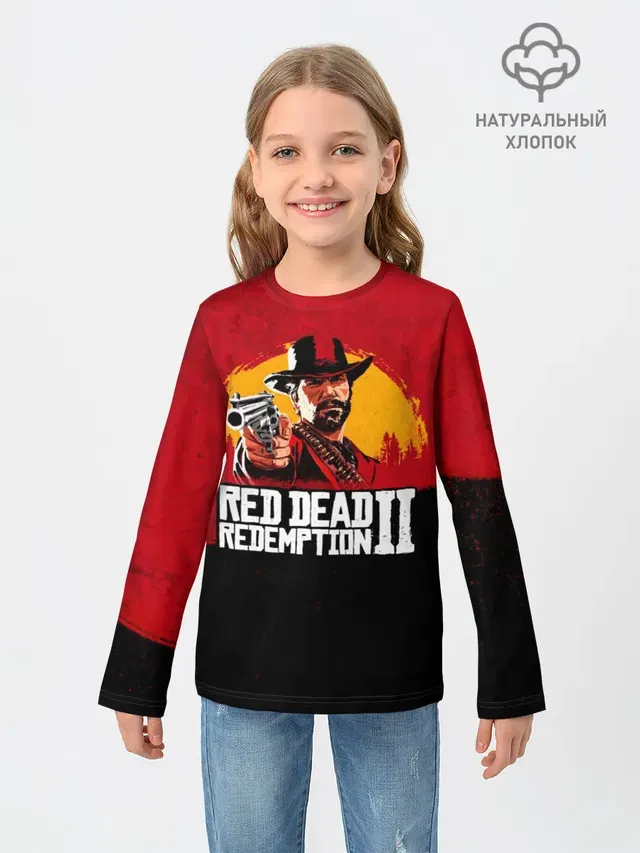 Детский лонгслив с принтом «Arthur Morgan — Red Dead Redemption 2»