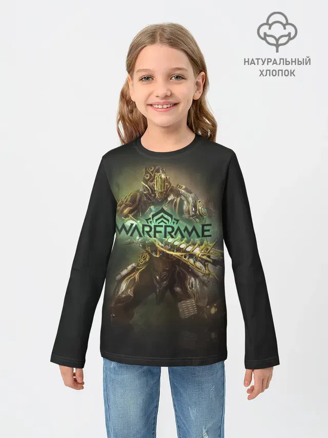 Детский лонгслив с принтом «Warframe — Рино»