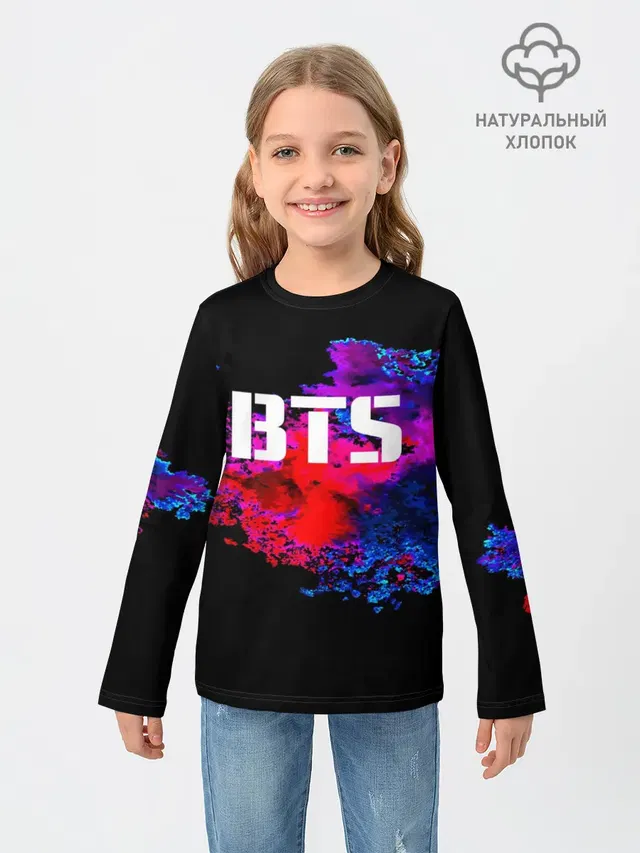 Детский лонгслив с принтом «BTS»