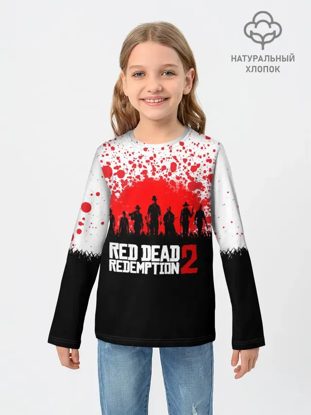 Детский лонгслив с принтом «Cowboys — RED DEAD REDEMPTION 2»