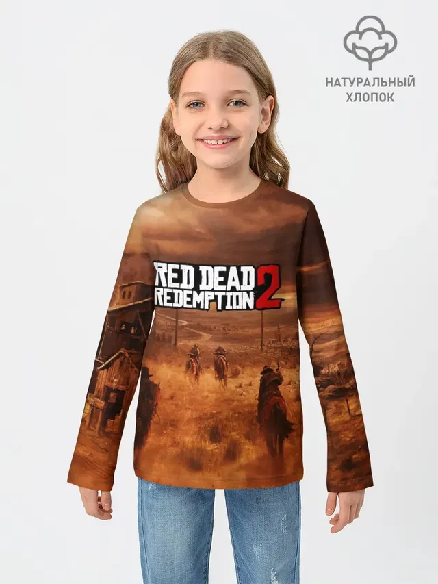 Детский лонгслив с принтом «Mine shaft — RED DEAD REDEMPTION 2»