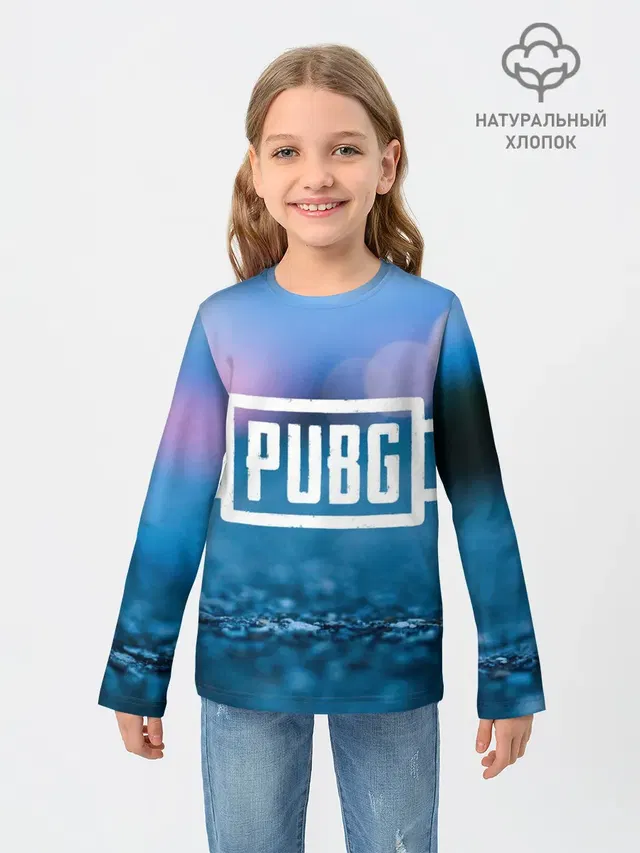 Детский лонгслив с принтом «ПАБГ — PUBG light blue»