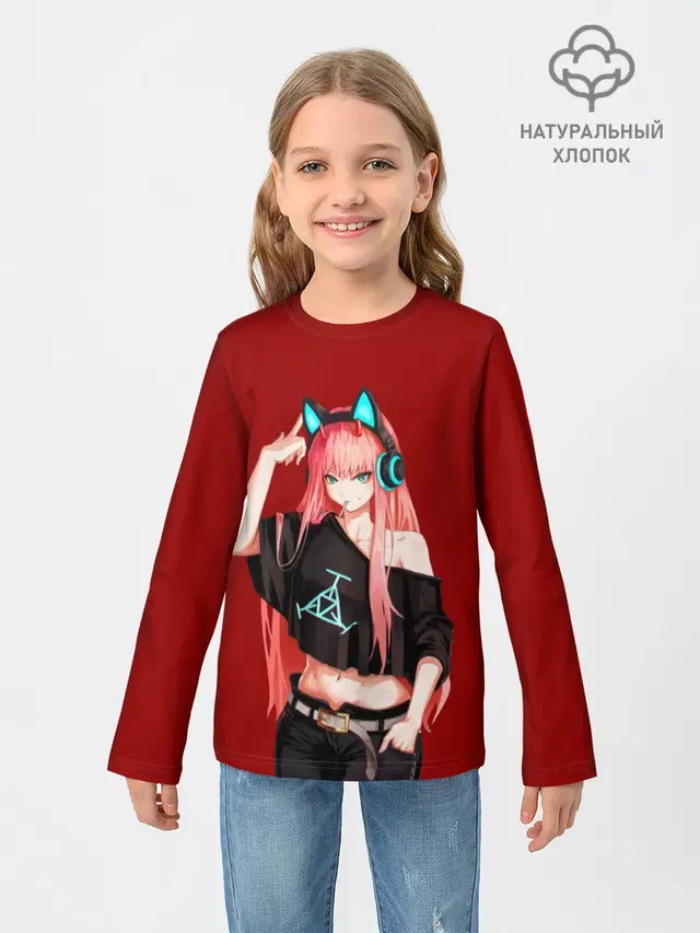 Детский лонгслив с принтом «Anime lets play»