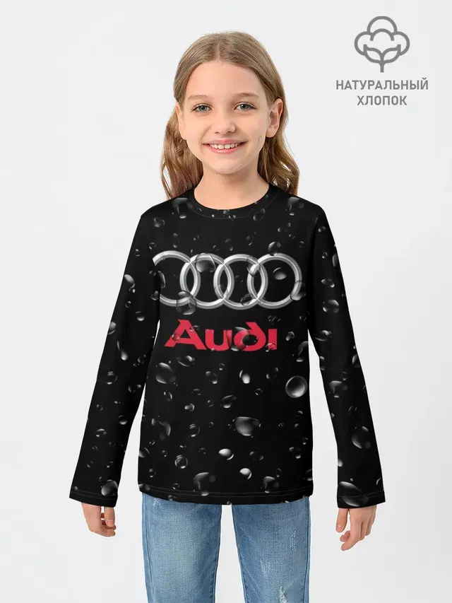 Детский лонгслив с принтом «Audi — AUDI под Дождём»