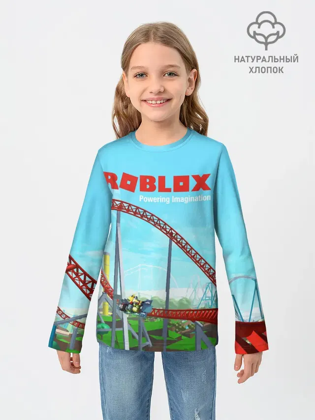 Детский лонгслив с принтом «Роблокс — ROBLOX: Powering Imagination»