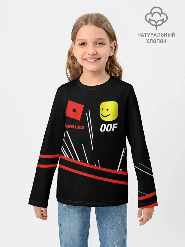 Детский лонгслив с принтом «Роблокс — Roblox OOF Meme»