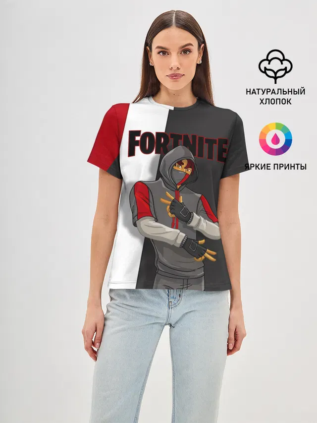Женская базовая футболка с принтом «Фортнайт — IKONIK»